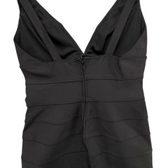 Bianca Nero Bandage Bodycon Mini Dress Black Sleeveless V Neck Size XS