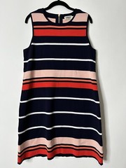 Eliza J Women Size L Striped Sleeveless Rayon Blend Dress