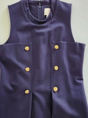 JB by Julie Brown Navy Sleeveless Midi Dress with Gold Buttons Size Medium