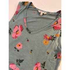 Toad&Co Women Marley Tiered Sleeveless Dress Green Floral Organic Cotton S