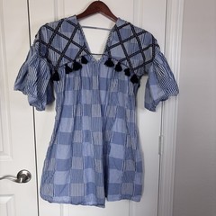 Anthropologie Maeve Dress Small Adult Blue Tatum Tunic Patchwork Mini Womens XS