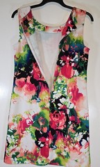Worthington Womens L Vibrant Abstract Watercolor Floral Sheath Stretchy Dress