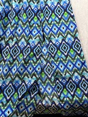 no boundaries Women’s Blue Maxi Dress Geometric Pattern Lace Overlay Bodice L