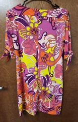 Trina Turk Off Shoulder Tie Dress Midi Vintage Vibrant Pattern Size XS NWT