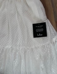 Lulus White Swiss Dot One-Shoulder Ruffle Mini Dress with Tie Strap
