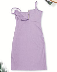 NEW Medium. Spaghetti Strap 5 Button Down Bust Plunge. Knit Bodycon Mini Dress