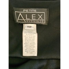 Vintage Alex Evenings Black Beaded Strap Cocktail Dress Petite 14P Midi Formal