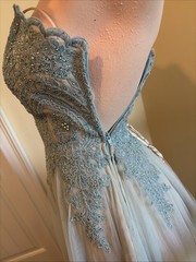 TLC Say Yes To The Prom 5 Blue Silver Rhinestone Bling Strapless Lace Up Dress