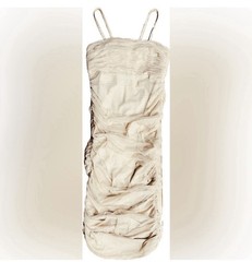 Eloquii SIZE 14 Beige Solid Ruched Square Neck Spaghetti Strap Midi Bodycon