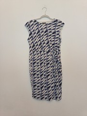 M&Co Blue White Patterned Colourful Knee Length Summer Day Dress Size 14 Party