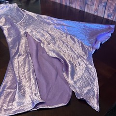 Sans Souci Women&rsquo;s Purple Satin Draped Neck Front Slit Maxi Length sz S,M