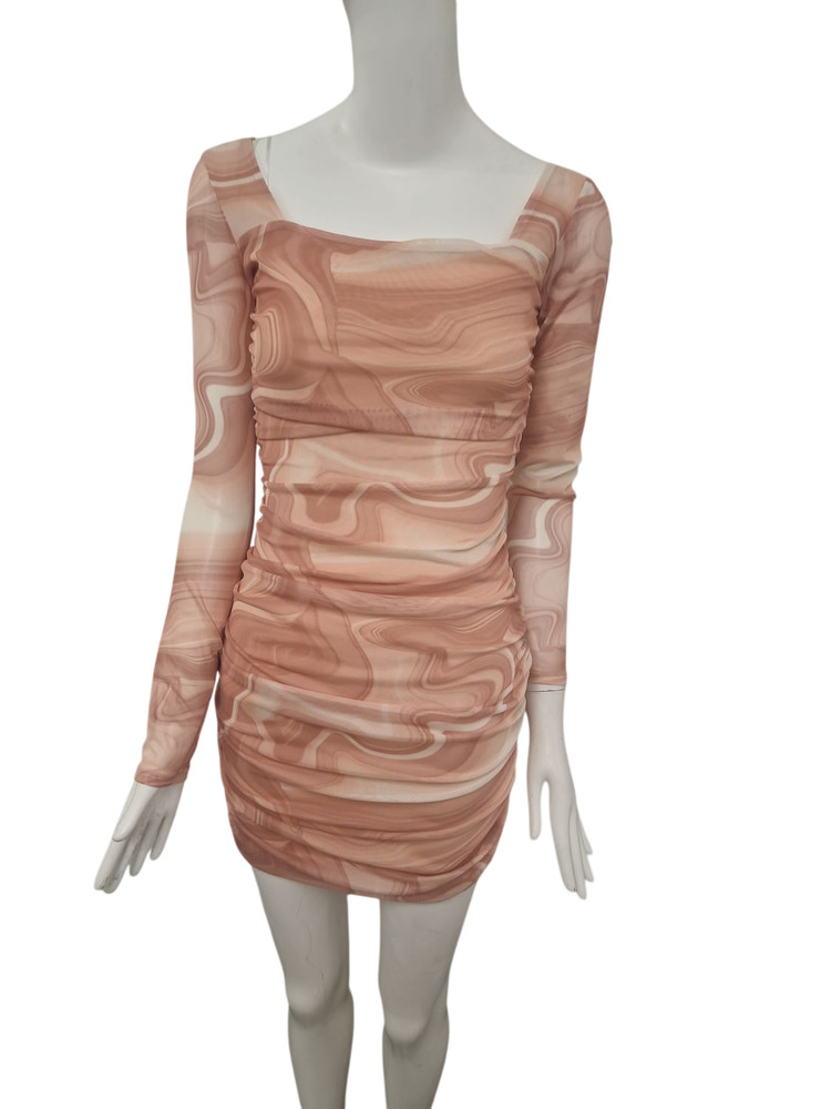 Pink Vanilla Marble Print Bodycon Dress – UK 6