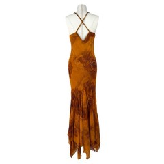 Custom Hand Beaded Chiffon Dress Maxi Gown Handkerchief Hem Open Back Dress
