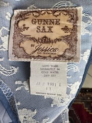 1970s Vintage Gunne Sax Cornflower Blue Lace-Up Maxi Dress Size 11