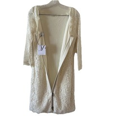 Diane Von Furstenberg DVF Zarita Ivory Stretch Lace Bodycon Full Zip Dress Sz 10