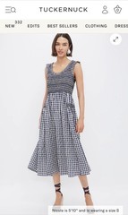 NWOT Pomander Place Smocked Gingham A-Line Midi Dress Womens SMALL