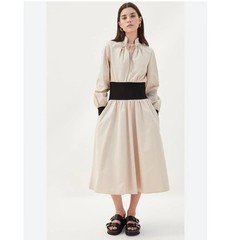 Tory Burch Dress Rib Waist Midi Long Sleeve in Clean Khaki size 8