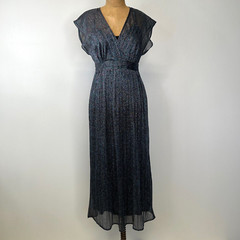 Moulinette Soeurs Dress Women 0 Midi Wrap Metallic Sheer Sparkle Work Party Nw