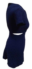 TOP SHOP Navy Blue Geometric Pattern Side Slit Dress U.K. 6