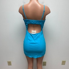 Superdown Womens Blue Adjustable Strap Cut Out Back Lined Micah Mini Dress S