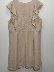 J. Crew Ruffle Sleeve Linen Cupro Blend Dress Weathered Sand Size 16