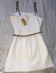 MICHAEL Michael Kors White Chain Strap Mini Dress Sweetheart Neck Sleeveless 8