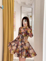 NWT Zimmermann Silk Floral Print Dress Black Womens Designer Vintage Chic