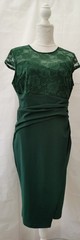 Grace Karin Ladies Dress Size 16 Bottle Green Cap Sleeves Wrap Front Lace Zip