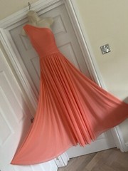 EXQUISITE BNWT DAVID’S BRIDAL SIZE 8/10 SOFT CORAL FIT & FLARE LONG PARTY DRESS