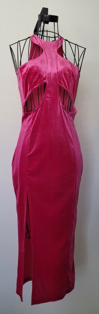 FASHION NOVA Fuchsia Club Party Cocktail Bodycon Cut-Out Sexy Dress Zip Size M