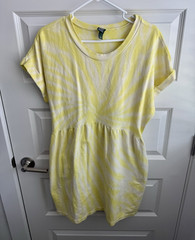 Wild Fable Yellow Tie-Dye Babydoll Tee Dress with Pockets Size Small 100% Cotton