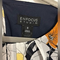 Enfocus Studio Black Floral Maxi Dress with Yellow & Orange Blooms