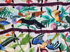 Vintage Traditional Guatemalan Handwoven Embroidered Huipil Panel 72x71cms