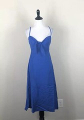 Bow Tie Womens Dress Royal Blue Midi Size Small