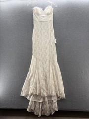 Lulus Wedding Dress Womens Small White Lace Strapless Sweetheart Mermaid Gown