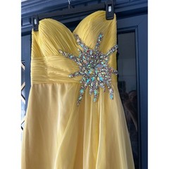 Cassandra Stone by Mac Duggal Flash 7245L Yellow strapless Prom formal dress 6