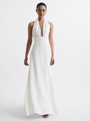 REISS Grace Maxi Dress With Cape in White Size UK 10