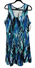 NWT Karen Kane Aquamarine Fit & Flare Tank Dress Abstract Size 2X