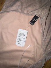 Champagne Sparkle Backless Spaghetti Strap Mini Dress Windsor NWT BodyCon Size S