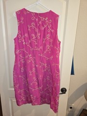 Madison Studio 100% Silk Dress With Embroidery, Lined, Sleeveless