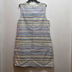 CJ Banks Blue Brown Yellow Green White Striped A-Line Sleeveless Dress 1X New