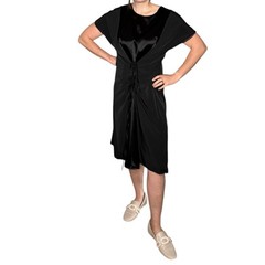 ATLEIN COLLECTIVE Black Lace Up Front Satin Midi Dress Women&rsquo;s Size Medium