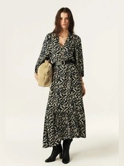 NEW ba&sh navy and Cream Agatha Maxi Dress size 3 US Large NWT