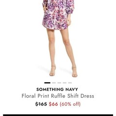 Something Navy Floral Ruffle Print Shift Dress Size Large