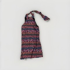 Emily Wonder Floral Tie Neck Sleeveless Midi Dress S Black Pink Blue
