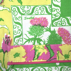 VINTAGE SANIBEL SPORT Patchwork Floral Pink Green Yellow A-Line Resort Beach Med