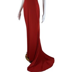 JJ&rsquo;s House NWT Womens 4 Red Trumpet Mermaid Halter Train Jersey Dress Siren Edgy