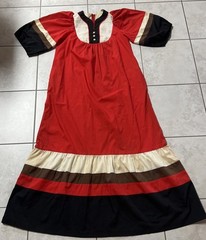 Vintage Kinnari Dress Small Multicolor Red Black Brown White Long