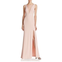 Adrianna Papell Blush Pink Evening Gown Lace Accent A-Line Formal Dress Size 10