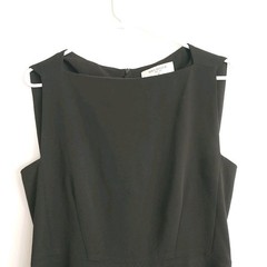 MM LaFleur The Cindy Square Boat Neck Tailored Dress 12 Black Classic Office